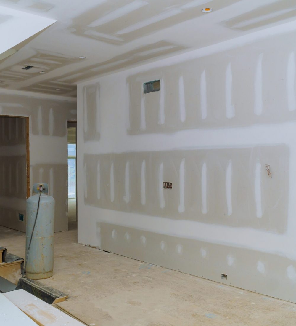 Construction building industry new home construction interior drywall tape and finish details new home before installing